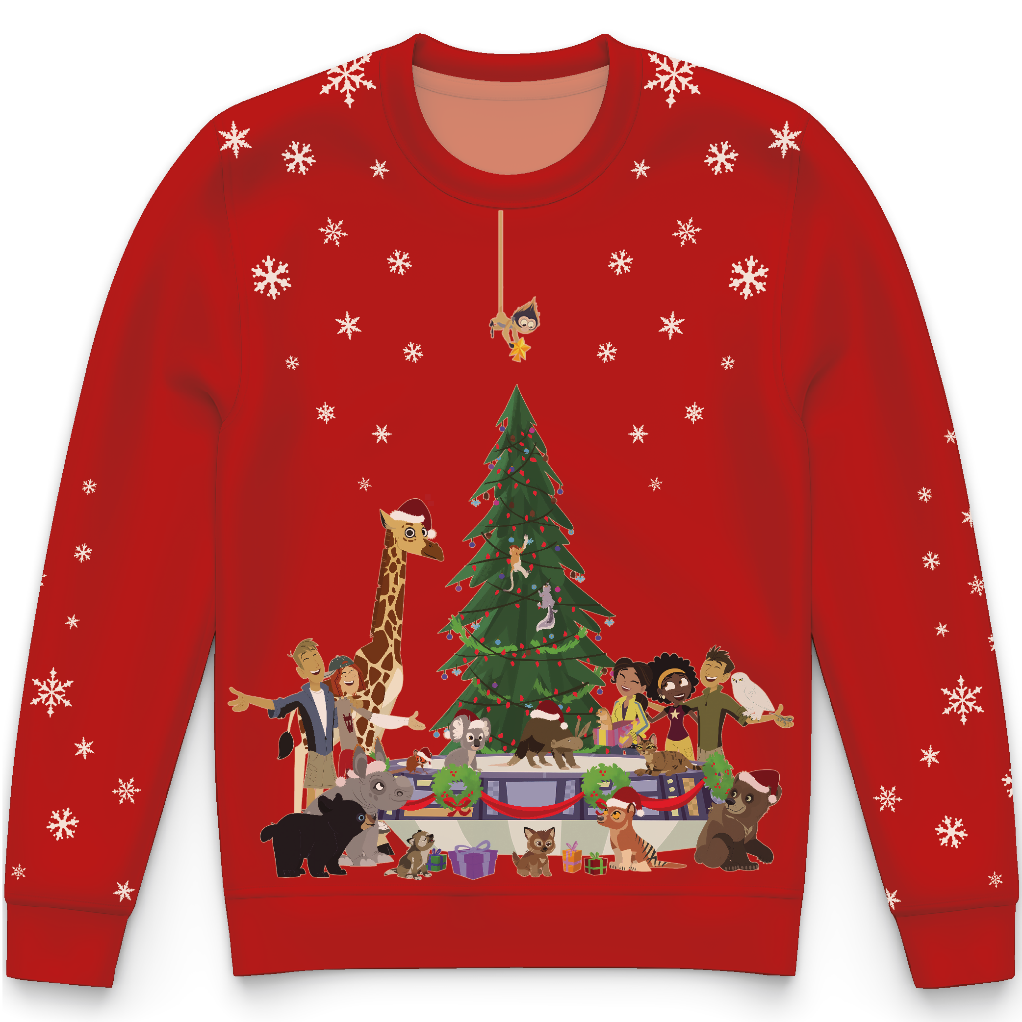 Wild Kratts Creature Christmas Red Crewneck Sweatshirt - ADULT UNISEX