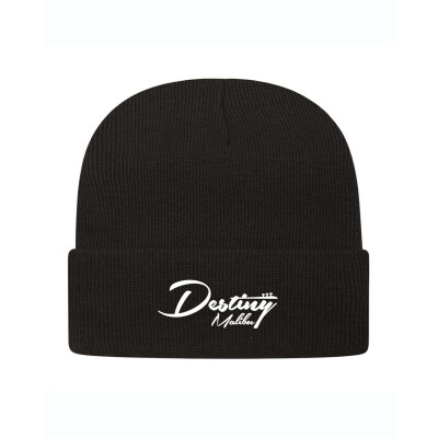 Destiny Malibu Knit Beanie with Cuff - Printed White Logo