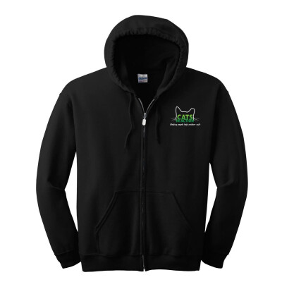 Cats in Action Embroidered Zip-Up Hoodie
