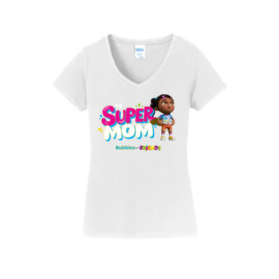 Bubbles & Friends Mothers Day SuperMom Women's V-Neck Tee