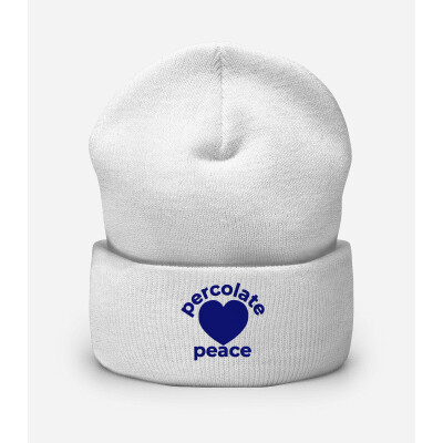 Percolate Peace Embroidered Cuffed Beanie | Yupoong 1501KC