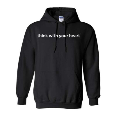 Think with Your Heart Heavy Blend Hooded Sweatshirt (white logo)