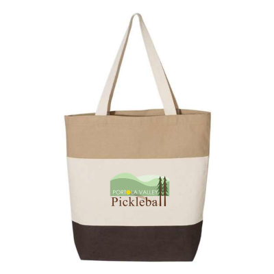 Portola Valley Pickleball Tri-Color Tote Embroidered