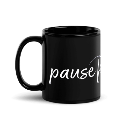 Pause for Peace Black Glossy Mug