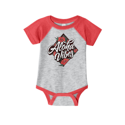 Aloha Vibes  Infant Baseball Fine Jersey Bodysuit 