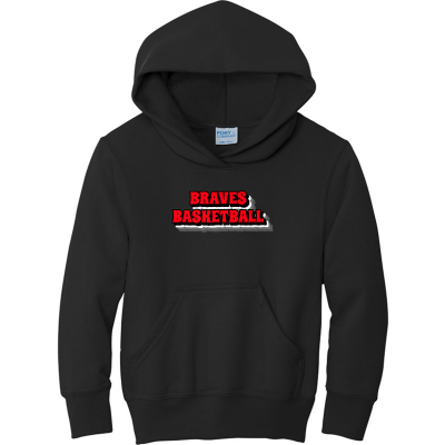 BRAVES BASKETBALL Youth Core Fleece Pullover Hooded Sweatshirt