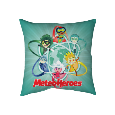 METEOHEROES "Blue/Green" Throw Pillow - Two-Sided Spun Polyester (Insert included) - Assorted Sizes (14x14, 16x16, 18x18, 20x20, 26x26)
