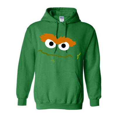 Oscar the Grouch Face Adult Hoodie