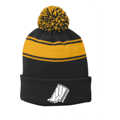 IndyWeOutHere Embroidered Sport-Tek® Stripe Pom Pom Beanie