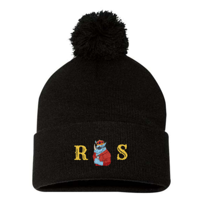 Rhino strong Embroidered Pom Pom 12 Knit Beanie