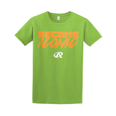 BECOME ICONIC orange text Adult T-Shirt