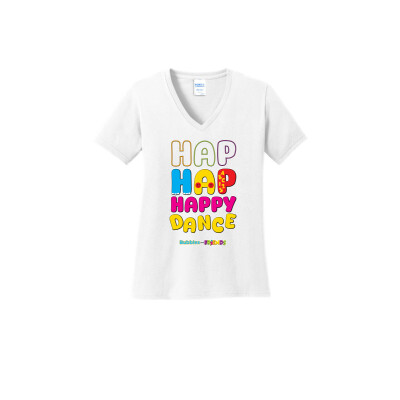 Bubbles and Friends – Happy Dance Collection Hap Hap Happy Dance Women V-Neck T-Shirt