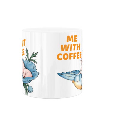 Kewpie® Me With & Without Coffee / 11oz White Ceramic Mug