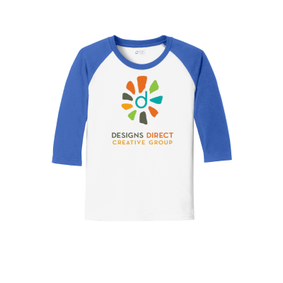 Designs Direct Youth Unisex 3/4 Sleeve Raglan Tee