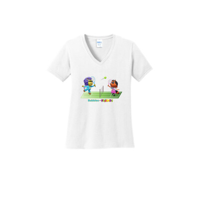 Bubbles and Friends - Summer Games Collection Tennis Match Women V-Neck T-Shirt