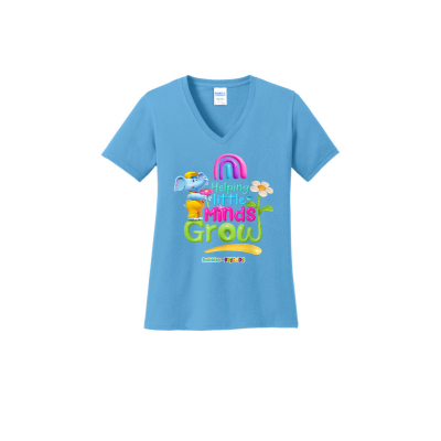 Bubbles and Friends - Teacher appreciation Helping Little Minds Womens V-Neck T-Shirt