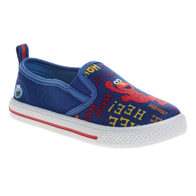 Sesame Street Kids Elmo and Cookie Monster Slip On Canvas Sneakers. (Toddler/Little Kids)