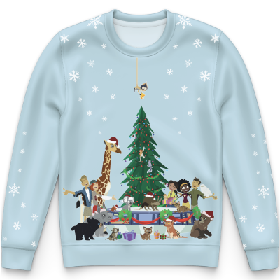 "A Wild Kratts Creature Christmas" Performance Crewneck Sweatshirt - Kids Light Blue