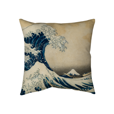 「Under the Wave off Kanagawa」Throw Pillow - Two-Sided Spun Polyester (Insert included) - Assorted Sizes (14x14, 16x16, 18x18, 20x20, 26x26)