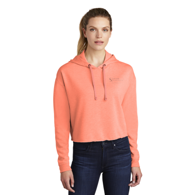 Embroidered Women's Tri-Blend Wicking Fleece Crop Hooded Pullover or Similar