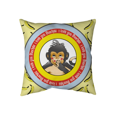 I LOVE YOU BUNCHES! "Bananas" Throw Pillow - Two-Sided Spun Polyester (Insert included) - Assorted Sizes (14x14, 16x16, 18x18, 20x20, 26x26)