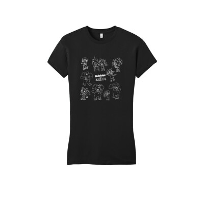 Bubbles and Friends - Happy Doodles (White) Team Ladies T-Shirt (Fitted)