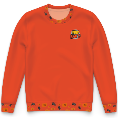 Pumpkins & Bats Youth Performance Crewneck Sweatshirt Orange