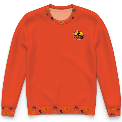 Pumpkins & Bats Unisex Performance Crewneck Sweatshirt Orange