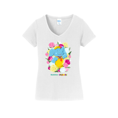 Bubbles & Friends Mothers Day Flowers Women's V-Neck Tee