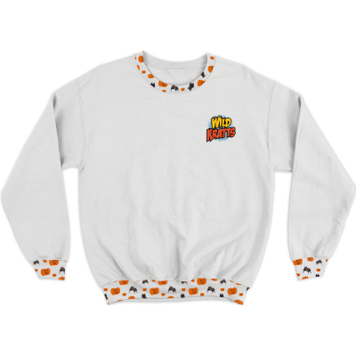 Pumpkins & Bats Toddler Performance Crewneck Sweatshirt White