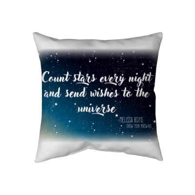 Count Stars and Send Wishes to the Universe Throw Pillow - Two-Sided Spun Polyester (Insert included) - Assorted Sizes (14x14, 16x16, 18x18, 20x20, 26x26)