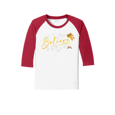 Believe in Buddy Youth Unisex 3/4 Sleeve Raglan Tee Shirt