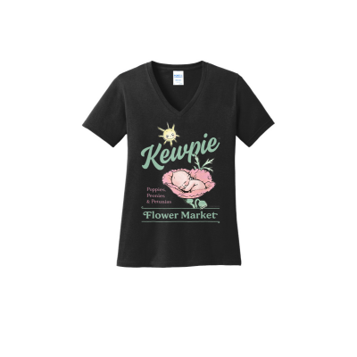 Kewpie® Flower Market - Port & Company® Ladies Core Cotton V-Neck Tee