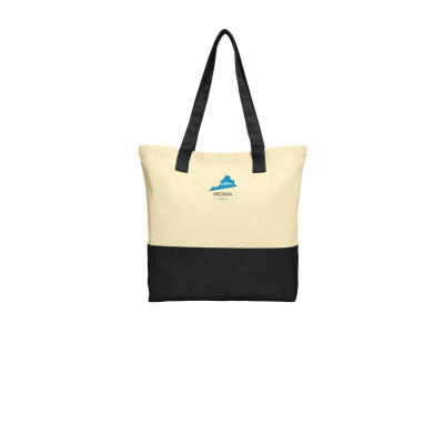 Embroidered Colorblock Cotton Tote