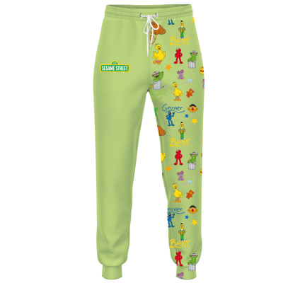 Sesame All-Star Doodles Green – Adult Unisex Joggers