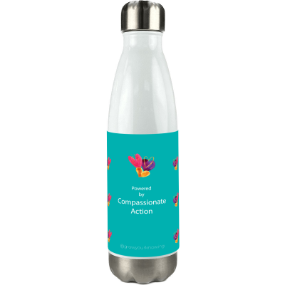 Powered by- Compassionate Action 20 oz Stainless Steel Insulated Water Bottle- White