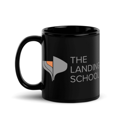 The Landing School Black Glossy Mug