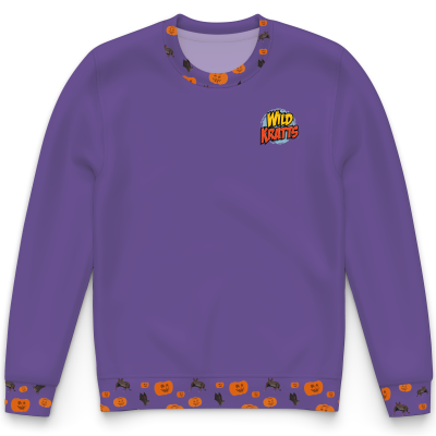  Pumpkins & Bats Youth Performance Crewneck Sweatshirt Purple