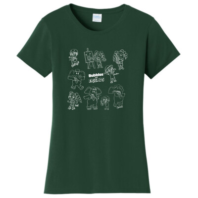 Bubbles and Friends - Happy Doodles (White) Ladies T-Shirt