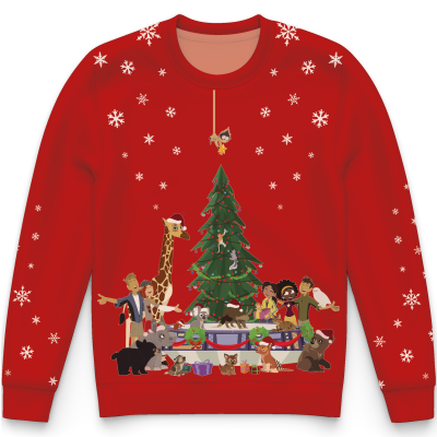 "A Wild Kratts Creature Christmas" Performance Crewneck Sweatshirt - Adult Red