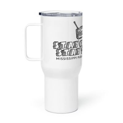 Stay Curious Travel Mug with a Handle