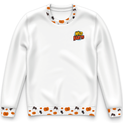 Pumpkins & Bats Youth Performance Crewneck Sweatshirt White