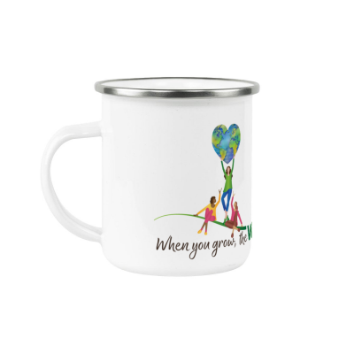12 oz Fine SS Enamel Cup - Silver Rim