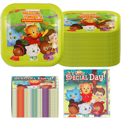 Daniel Tiger's Neighborhood Party-In-A-Box - 80 Pieces Party Kit - Quality Decorations & Supplies - Plates & Napkins