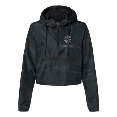 Women's Embroidered Lightweight Pullover Crop Windbreaker