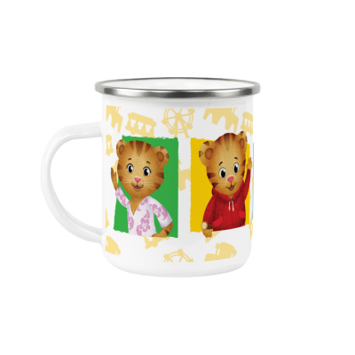 Tiger Family 12 oz Fine SS Enamel Cup - Silver Rim