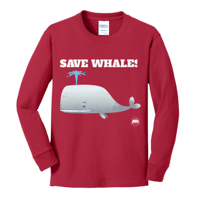 METEOHEROES "Save Whales" UNISEX YOUTH Long Sleeve T-Shirt