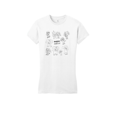 Bubbles and Friends - Happy Doodles Team Ladies T-Shirt (Fitted)