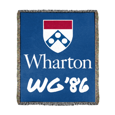 Wharton WG '86 Sharpie Logo Woven Throw Blanket  - Portrait (60" x 50")
