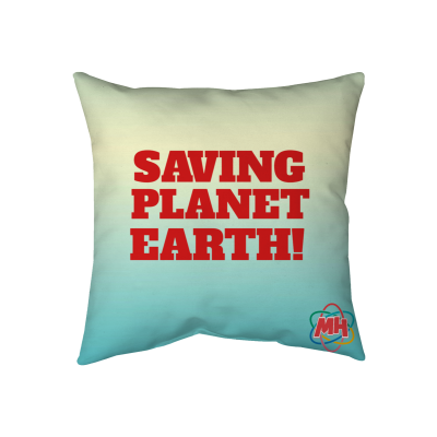 METEOHEROES "Saving Planet Earth" Throw Pillow - Two-Sided Spun Polyester (Insert included) - Assorted Sizes (14x14, 16x16, 18x18, 20x20, 26x26)